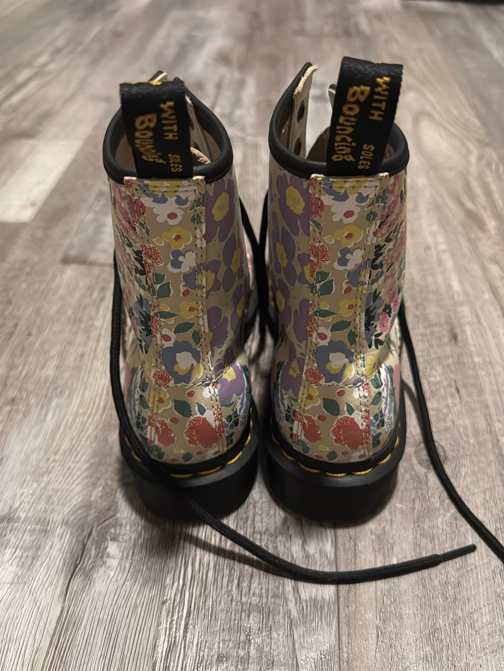 Dr. Martens Floral Lace-Up Boots - Yellow, Purple, Pink, Green